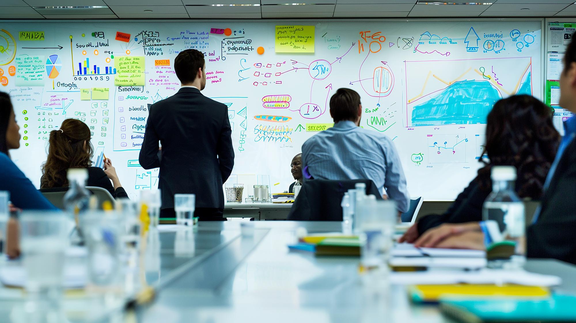 Facilitators guiding stakeholders through comprehensive business expansion blueprint